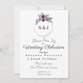 Invitation Courbe florale d'aquarelle simple avec initiales (Devant)