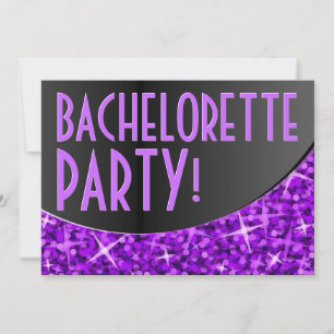 Invitation Courbe noire violet Glitz 'Bachelorette Party'