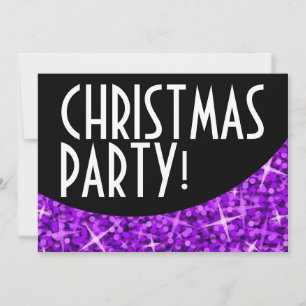 Invitation Courbe noire violet Glitz 'fête de Noël'