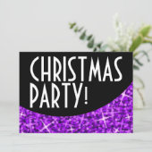 Invitation Courbe noire violet Glitz 'fête de Noël' (Debout devant)