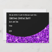 Invitation Courbe noire violet Glitz 'fête de Noël' (Dos)
