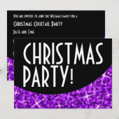 Invitation Courbe noire violet Glitz 'fête de Noël' (Devant / Derrière)