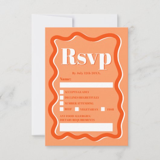 Invitation Courbe orange rétro ondulée ondulée rsvp (Devant)