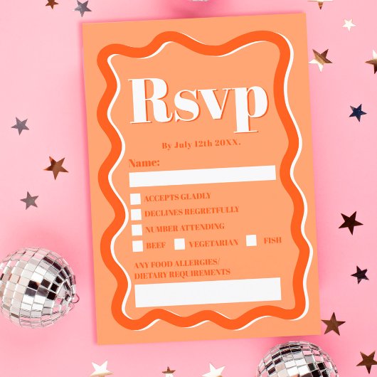 Invitation Courbe orange rétro ondulée ondulée rsvp