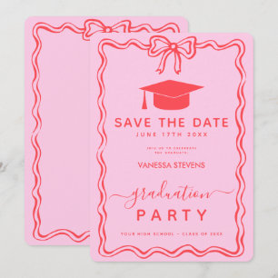 Invitation Courbe rose rouge ondulée Enregistrer la date de l