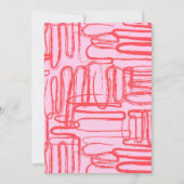 Invitation Courbe rose Wavy Squiggle Abstraite fête d'anniver (Dos)