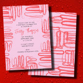 Invitation Courbe rose Wavy Squiggle Abstraite fête d'anniver
