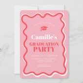 Invitation Courbe rouge rétro-rosée, inclinaison ondulée (Devant)