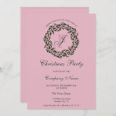 Invitation Courbe rouge rose moderne Fête de Noël d'entrepris (Devant / Derrière)