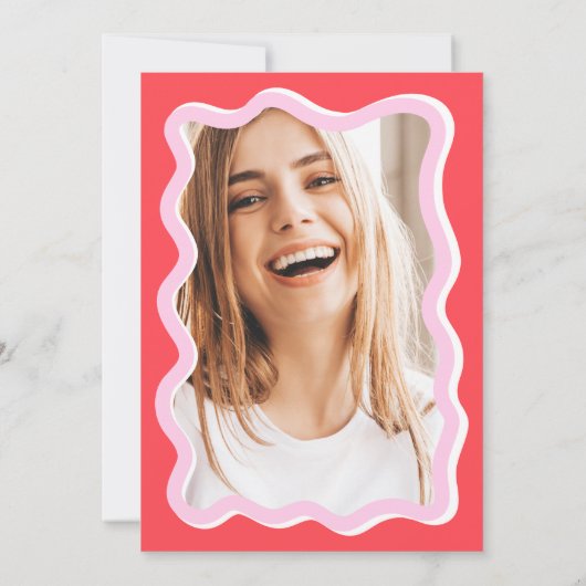 Invitation Courbe rouge rose rétro brun ondulé Sweet 16 (Dos)