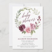 Invitation Courbe rousse courge floral automne fille baby sho (Devant)