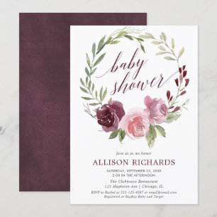 Invitation Courbe rousse courge floral automne fille baby sho
