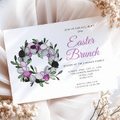 Invitation Courbe violette moderne Brunch de Pâques