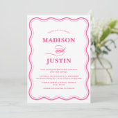 Invitation Courbes rose tendance Mariage ondulé (Debout devant)