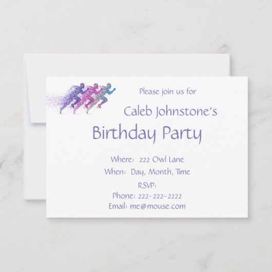 Invitation Coureur de marathon fête d'anniversaire (Dos)