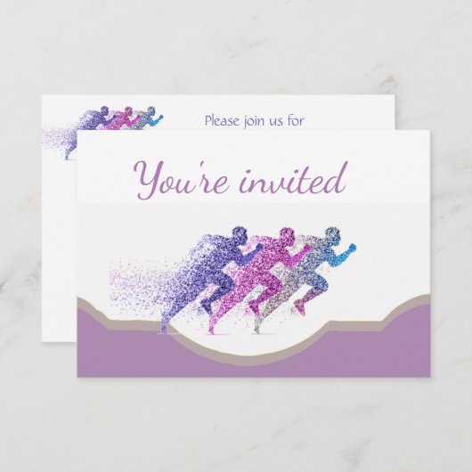 Invitation Coureur de marathon fête d'anniversaire (Devant / Derrière)