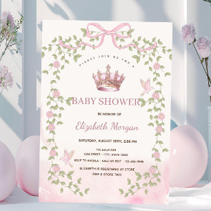 Invitation Couronne à ruban rose aquarelle et arche florale p