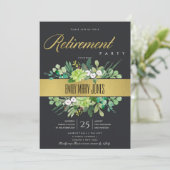 INVITATION COURONNE AÉROGRAPHIE OR NOIR SUCCULENTE RETRAITE (Debout devant)