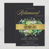 INVITATION COURONNE AÉROGRAPHIE OR NOIR SUCCULENTE RETRAITE (Devant / Derrière)