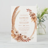 Invitation Couronne aquarelle boho élégant code QR mariage (Debout devant)