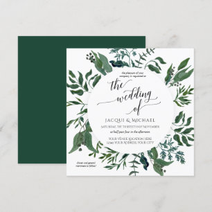 Invitation Couronne aquarelle de feuillage forestier pour mar