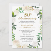 Invitation Couronne aquarelle or 50e anniversaire de mariage (Devant)