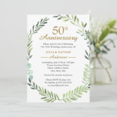 Invitation Couronne aquarelle verte 50e anniversaire de maria (Debout devant)