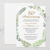 Invitation Couronne aquarelle verte 50e anniversaire de maria (Devant / Derrière)