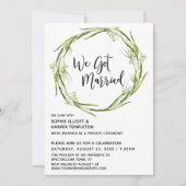 Invitation Couronne aquarelle verte Nous nous sommes mariés T (Devant)