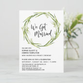 Invitation Couronne aquarelle verte Nous nous sommes mariés T (Debout devant)