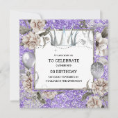 Invitation Couronne argentée chic parties scintillant florale (Devant)