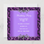 Invitation Couronne argentée léopard violet pour 16 ans (Dos)