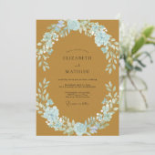 Invitation Couronne Azurée Ocre de Mariage (Debout devant)