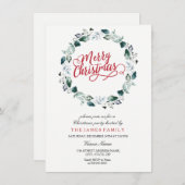 Invitation Couronne blanche neige Joyeuse fête de Noël de la  (Devant / Derrière)