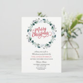 Invitation Couronne blanche neige Joyeuse fête de Noël de la  (Debout devant)