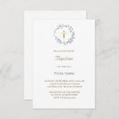 Invitation couronne bleue | Baptême (Devant / Derrière)