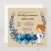 Invitation Couronne bleue de la Sainte Communion (Devant / Derrière)