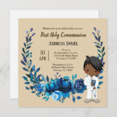 Invitation Couronne bleue de la Sainte Communion (Devant / Derrière)