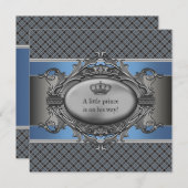 Invitation Couronne bleue de plaid petit baby shower de (Devant / Derrière)