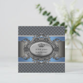 Invitation Couronne bleue de plaid petit baby shower de (Debout devant)