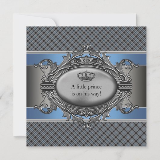 Invitation Couronne bleue de plaid petit baby shower de (Devant)