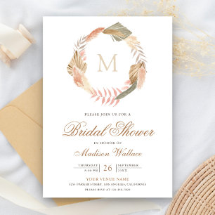 Invitation Couronne Bohème Pampas Feuilles de Palmier Séchées