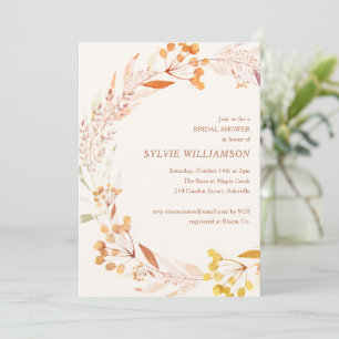 Invitation Couronne botanique automnale Mariage Bohème Rouill