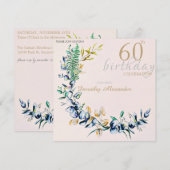 Invitation Couronne botanique chic pour anniversaire marquant (Devant / Derrière)