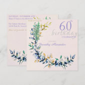 Invitation Couronne botanique chic pour anniversaire marquant (Devant / Derrière)