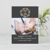 Invitation Couronne botanique de feuilles blanches ENREGISTRE (Debout devant)