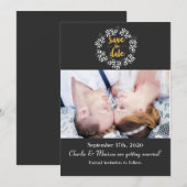 Invitation Couronne botanique de feuilles blanches ENREGISTRE (Devant / Derrière)