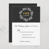 Invitation Couronne botanique de feuilles blanches Mariage ru (Devant / Derrière)