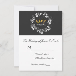 Invitation Couronne botanique de feuilles blanches Mariage ru