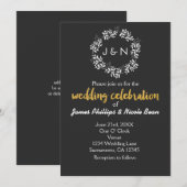 Invitation Couronne botanique de feuilles blanches Mariage ru (Devant / Derrière)